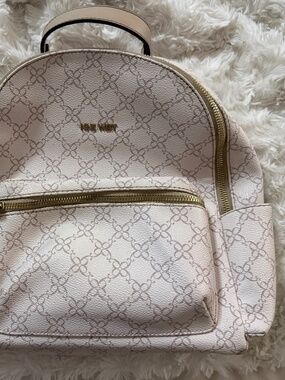 Nine West Medium Logo Backpack Beige Monogram Cream w/ Pouch Y2K THROWBACK STYLE